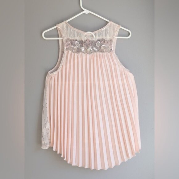 Free People Pink Beaded Lace Tank Top - Boho Chic Whimsy Sheer Fairycore Sz S - Picture 2 of 13